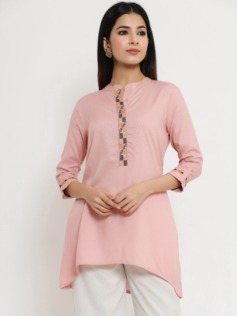 

Sangria Pink Solid A-Line Top
