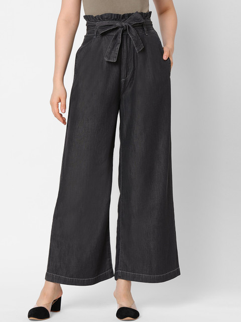 

TARAMA Women Black Wide Leg High-Rise Jeans