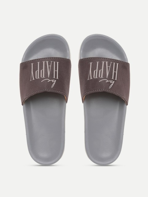 

FREECO Women Brown & Grey Printed Sliders
