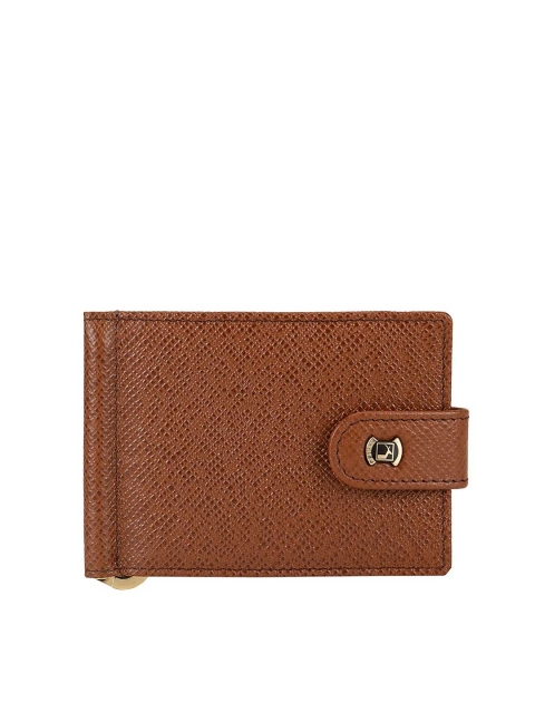 

Da Milano Men Brown & Green Textured Leather Money Clip