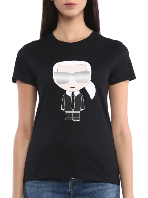 

Karl Lagerfeld Black & Pink Regular Top