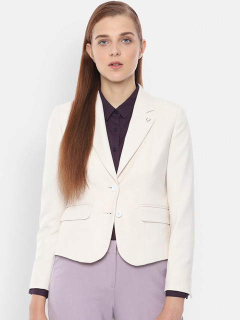 

Allen Solly Woman Women Cream Solid Single-Breasted Blazer
