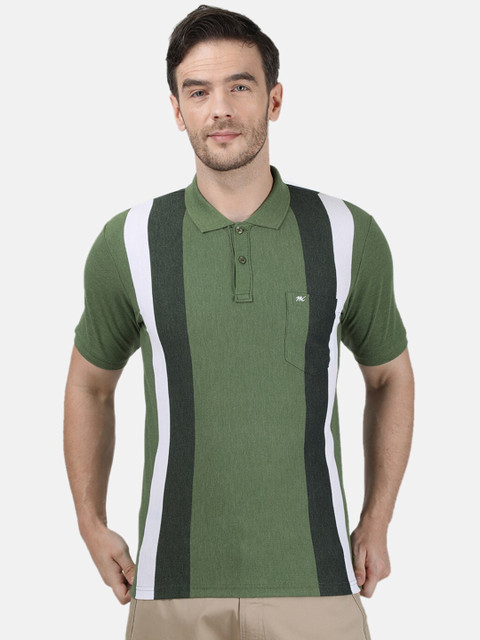 

Monte Carlo Men Green Colourblocked Polo Collar T-shirt