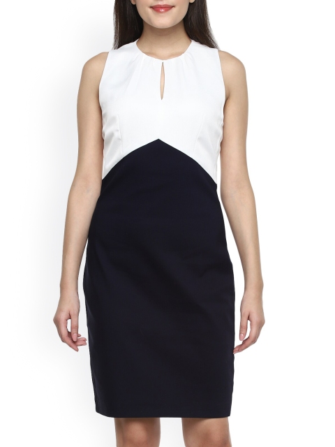 

Ted Baker Women Navy Blue & White Colourblocked Bodycon Dress
