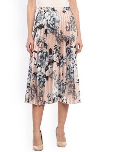 

Rinascimento Women Pink & Grey Floral Printed Accordion Pleated Flared Midi Skirt