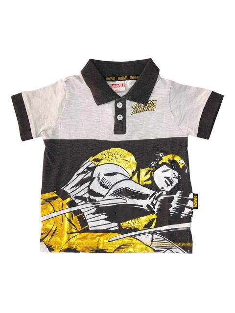 

Marvel Boys Multi Printed Polo Collar Extended Sleeves Applique T-shirt