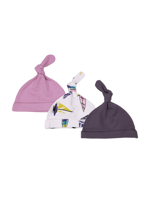 

KICKS & CRAWL Unisex Kids Pack of 3 Beanie, Purple