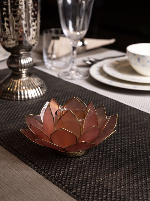 

Pure Home and Living Pink Capiz Lotus Tea Light Holder