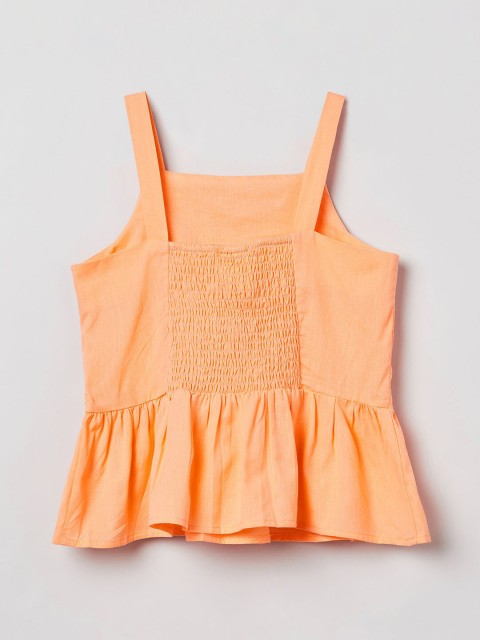 

max Orange Regular Pure Cotton Top