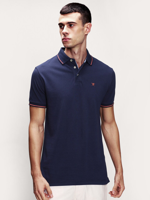 

HACKETT LONDON Men Navy Blue Solid Polo Casual T-shirt