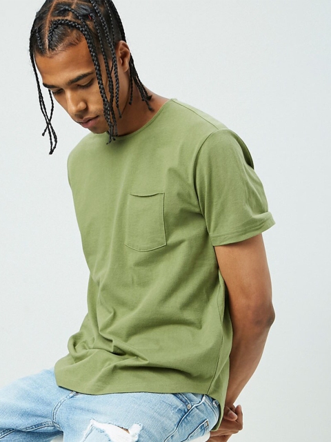 

FOREVER 21 Men Olive Green Cotton Pure Cotton T-shirt