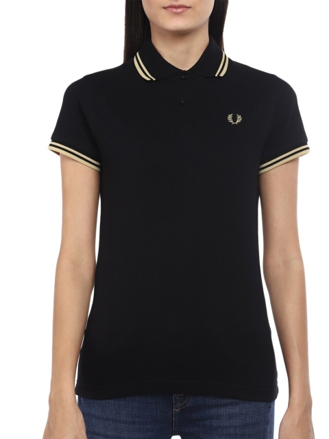 

Fred Perry Women Black NA Polo Collar T-shirt NA