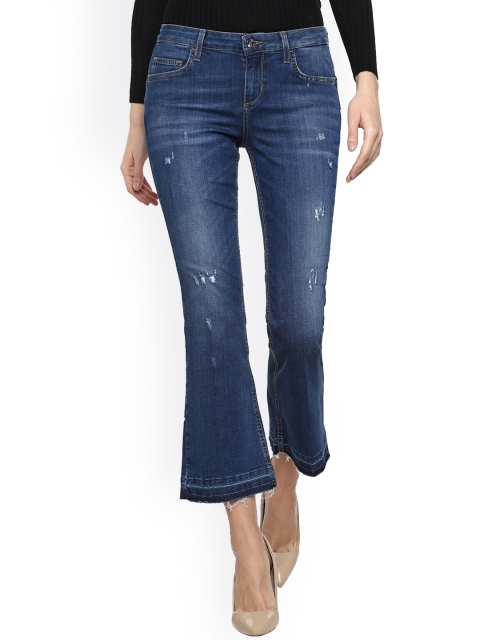 

LIU JO Women Blue Low Distress Light Fade Bootcut Jeans