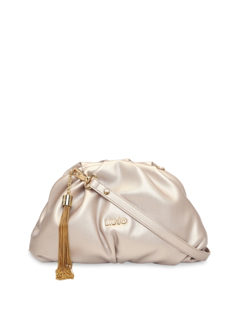 

LIU JO Gold PU Bucket Sling Bag with Tasselled
