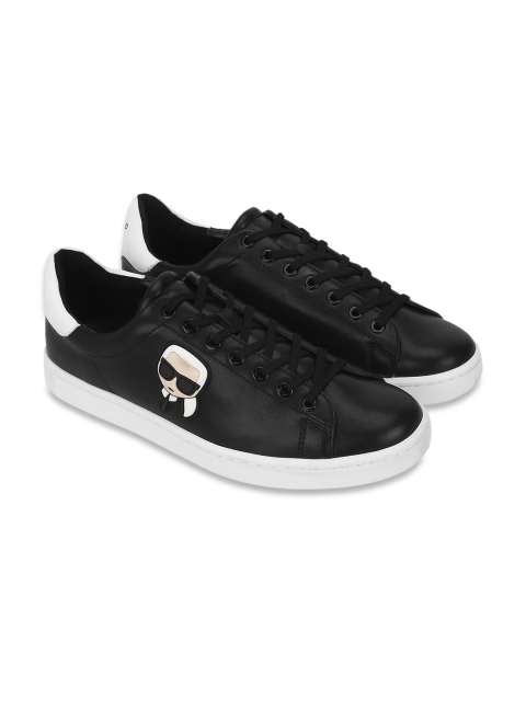 

LAGERFELD Men Black Leather Sneakers