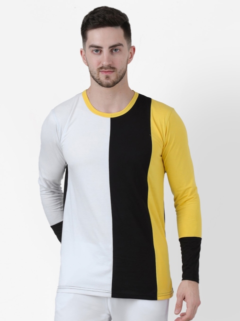 

PAUSE SPORT Men White & Black Colourblocked Slim Fit T-shirt, Multi