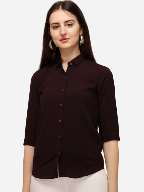 

Fbella Women Maroon Casual Shirt