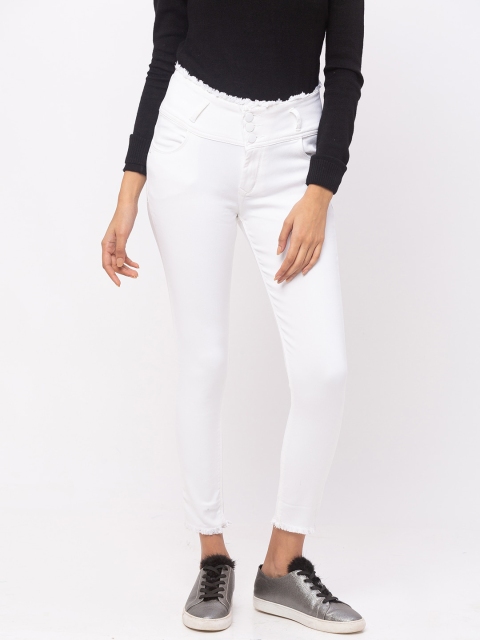 

ZOLA Women White Slim Fit Row High Waist Calf Length Jeans