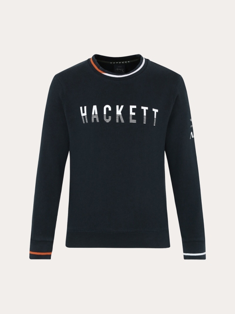 

HACKETT LONDON Boys Navy Blue & White Typography Printed Pullover