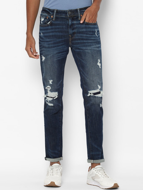 

AMERICAN EAGLE OUTFITTERS Men Blue Skinny Fit Mildly Distressed Light Fade Jeans