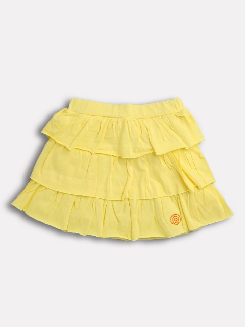 

TAMBOURINE Infant Girls Yellow Solid Knee Length Flared Frill Skirt