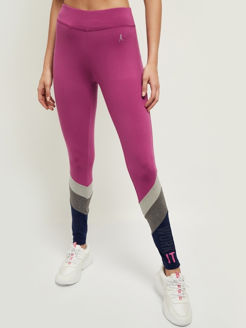 

max Women Mauve Colourblocked Training Tights