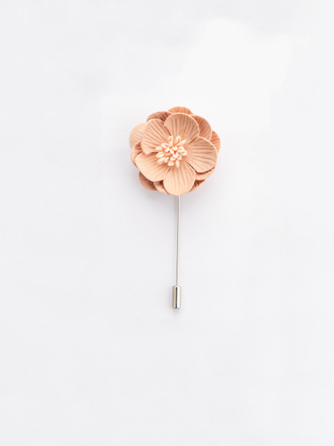 

The Tie Hub Men Peach-Coloured & Silver-Toned Floral Shaped Lapel Pin