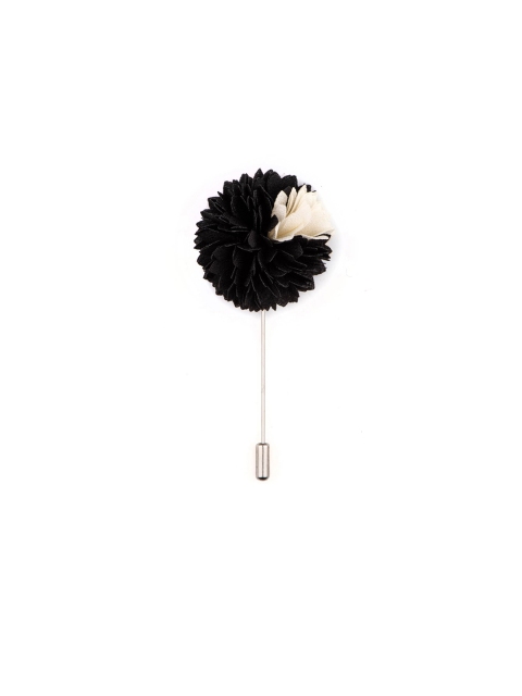 

The Tie Hub Men Black & White Flower Microfiber Lapel pin