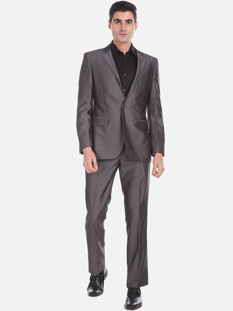 

Arrow Men Grey Solid Single-Breasted Formal Suit