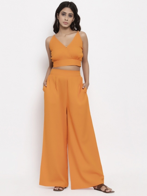

THE SILHOUETTE STORE Women Orange Top with Palazzos