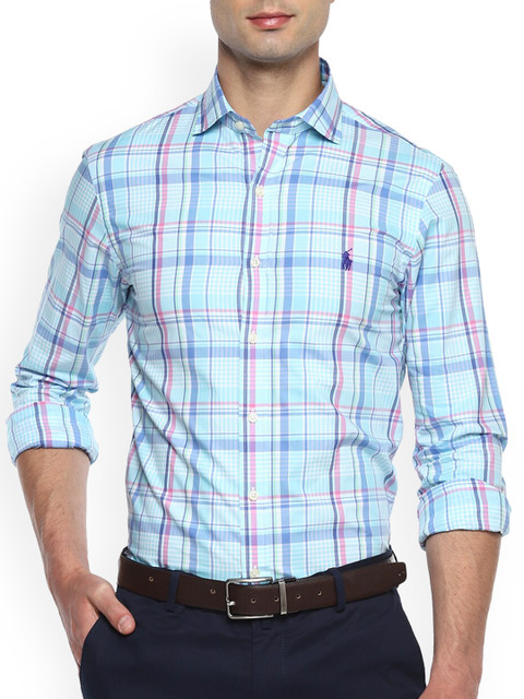 

Polo Ralph Lauren Men Blue Checked Casual Shirt
