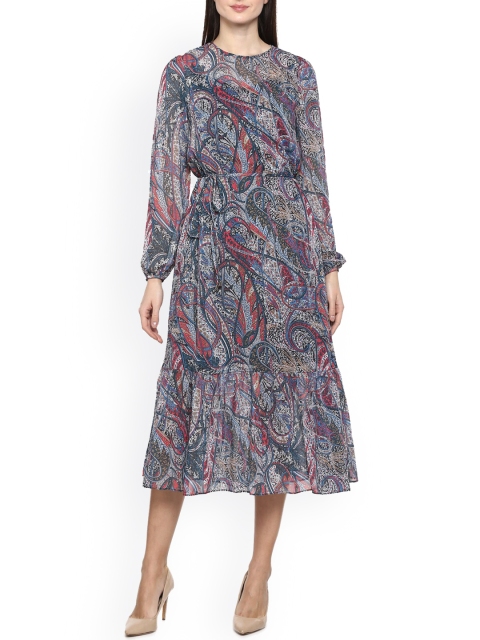 

Ted Baker Blue & Red Ethnic Motifs Midi Dress
