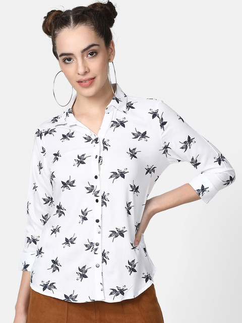 

V2 Value & Variety Women White Floral Printed Casual Shirt