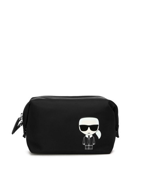 

Karl Lagerfeld Men Black Printed Synthetic Zip Around Wallet