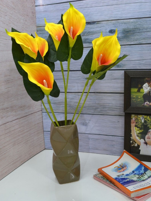 

fancy mart Yellow & Green Artificial Calla Lilly Bunch Without Pot
