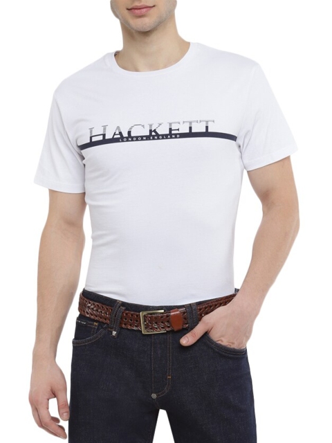 

HACKETT LONDON Men White Typography High Neck T-shirt