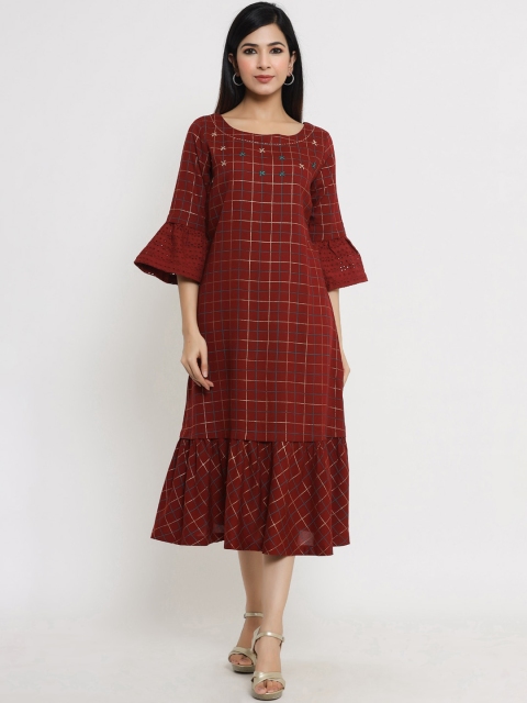 

Sangria Women Maroon A-Line Midi Dress