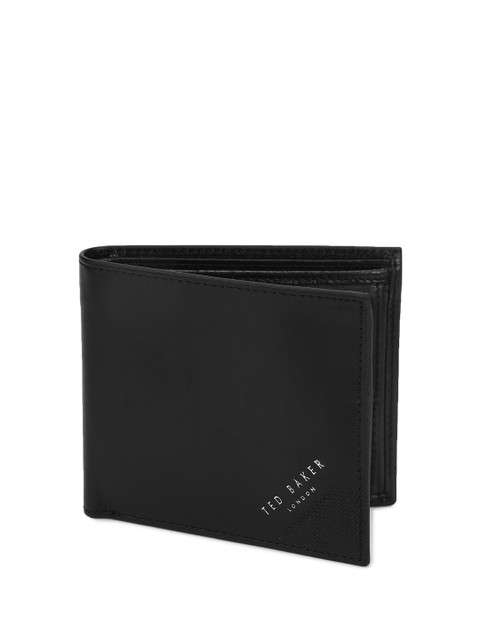 

Ted Baker Men Black Solid Leather Two Fold Wallet