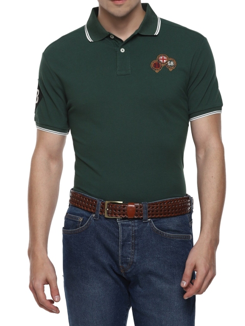 

HACKETT LONDON Men Green Polo Collar Cotton T-shirt