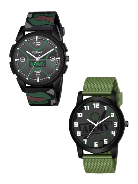 

VeBNoR Boys Black Dial & Multicoloured Straps Analogue Watch, Green