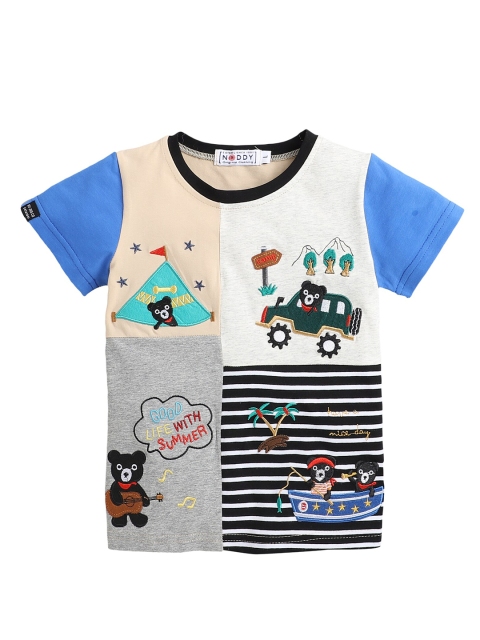 

Noddy Boys Beige Typography Printed Applique T-shirt