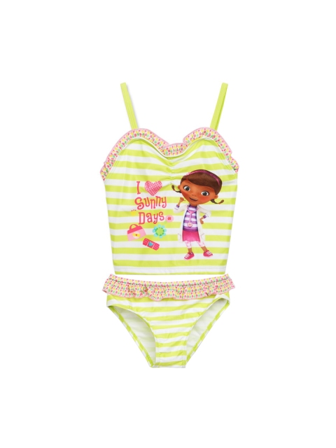 

Disney Girls Yellow & White Striped Doc Mc Stuffins Printed Two Piece Swim Set