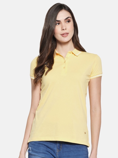

Monte Carlo Women Yellow Polo Collar T-shirt