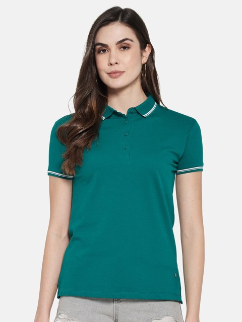 

Monte Carlo Women Green Polo Collar T-shirt