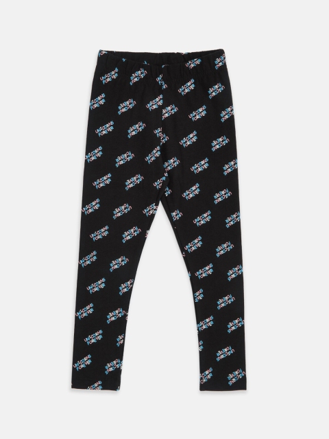 

Pantaloons Junior Girls Black & White Printed Ankle-Length Leggings