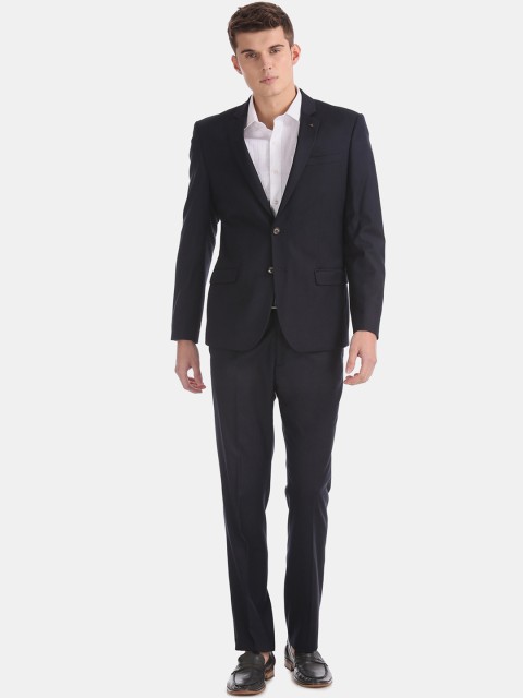 

Arrow Men Blue Solid Single-Breasted Formal Suit, Navy blue
