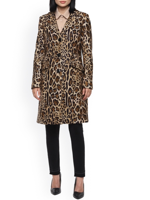 

Rinascimento Women Brown Printed Longline Overcoat
