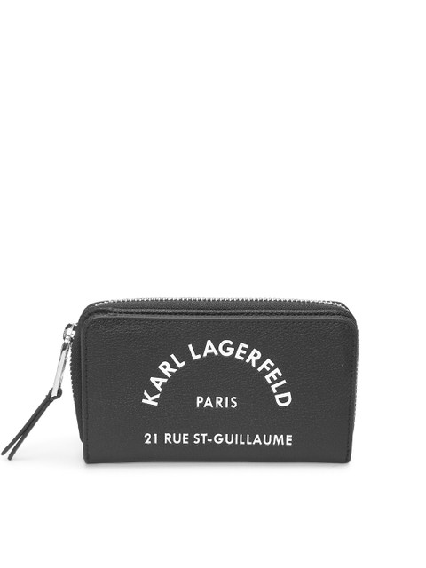 

Karl Lagerfeld Men Black & White Printed Synthetic Zip Around Wallet