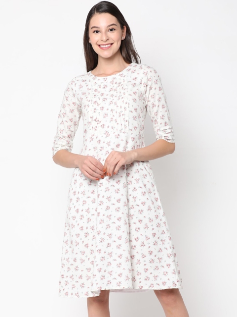 

CINNAMON CLOSET Off White Floral A-Line Dress
