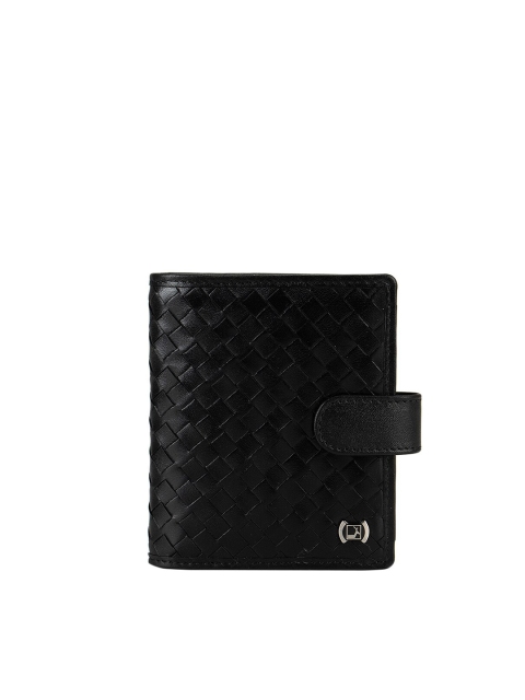 

Da Milano Men Black Woven Design Leather Card Holder